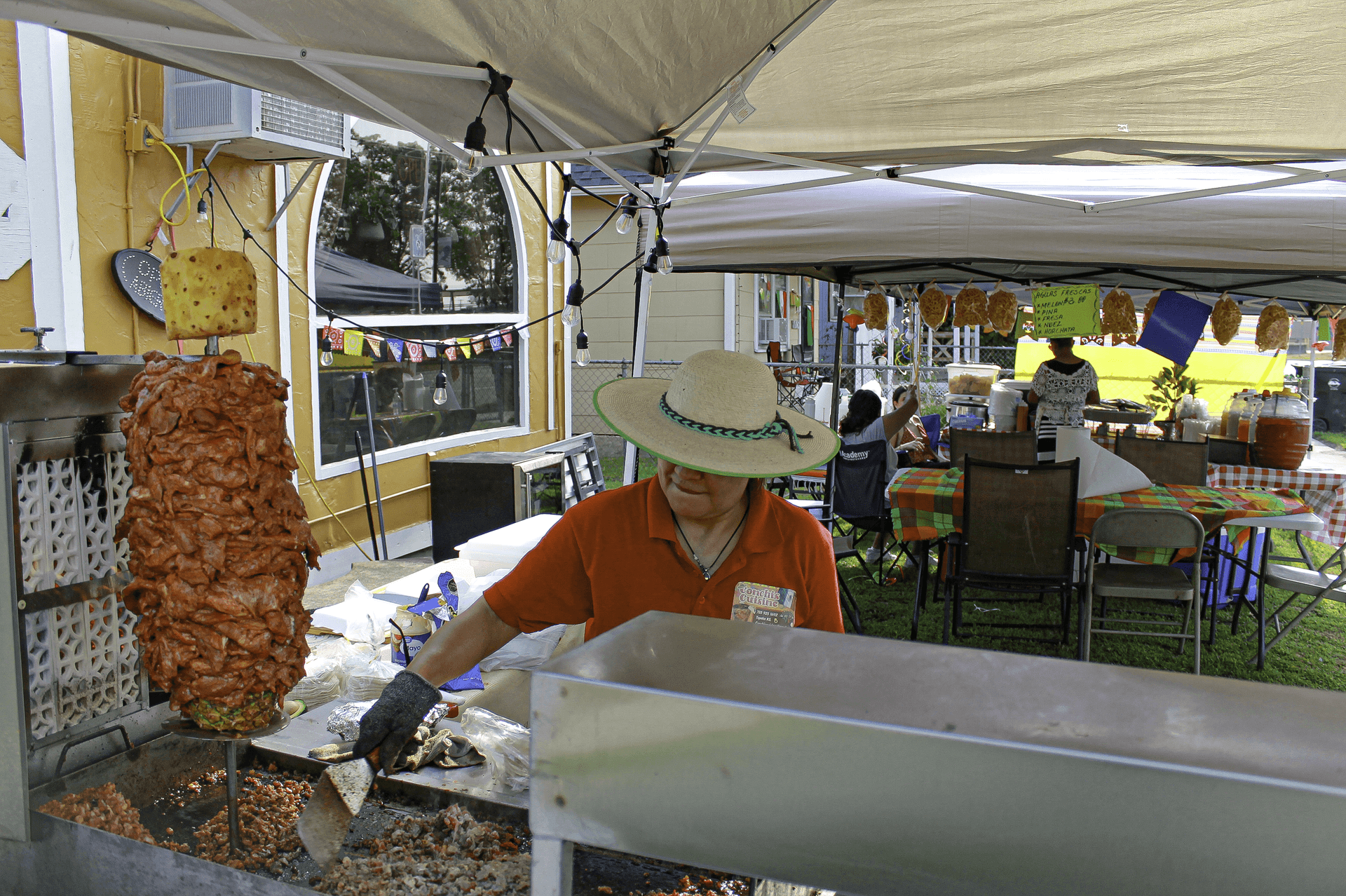 Cooking meats and preparing for the fiesta mexicana event in Topeka, KS.